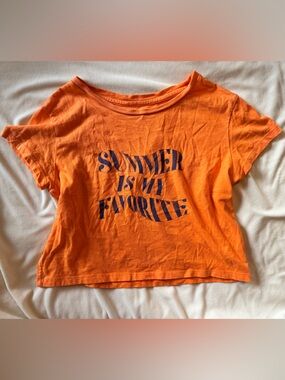 aerie Bright Orange Tee with navy Logo